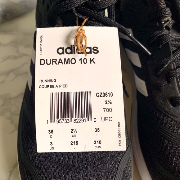 Adidas Duramo 10 K Black White Kids Running Shoe SIZE 3US NWT - Picture 9 of 11